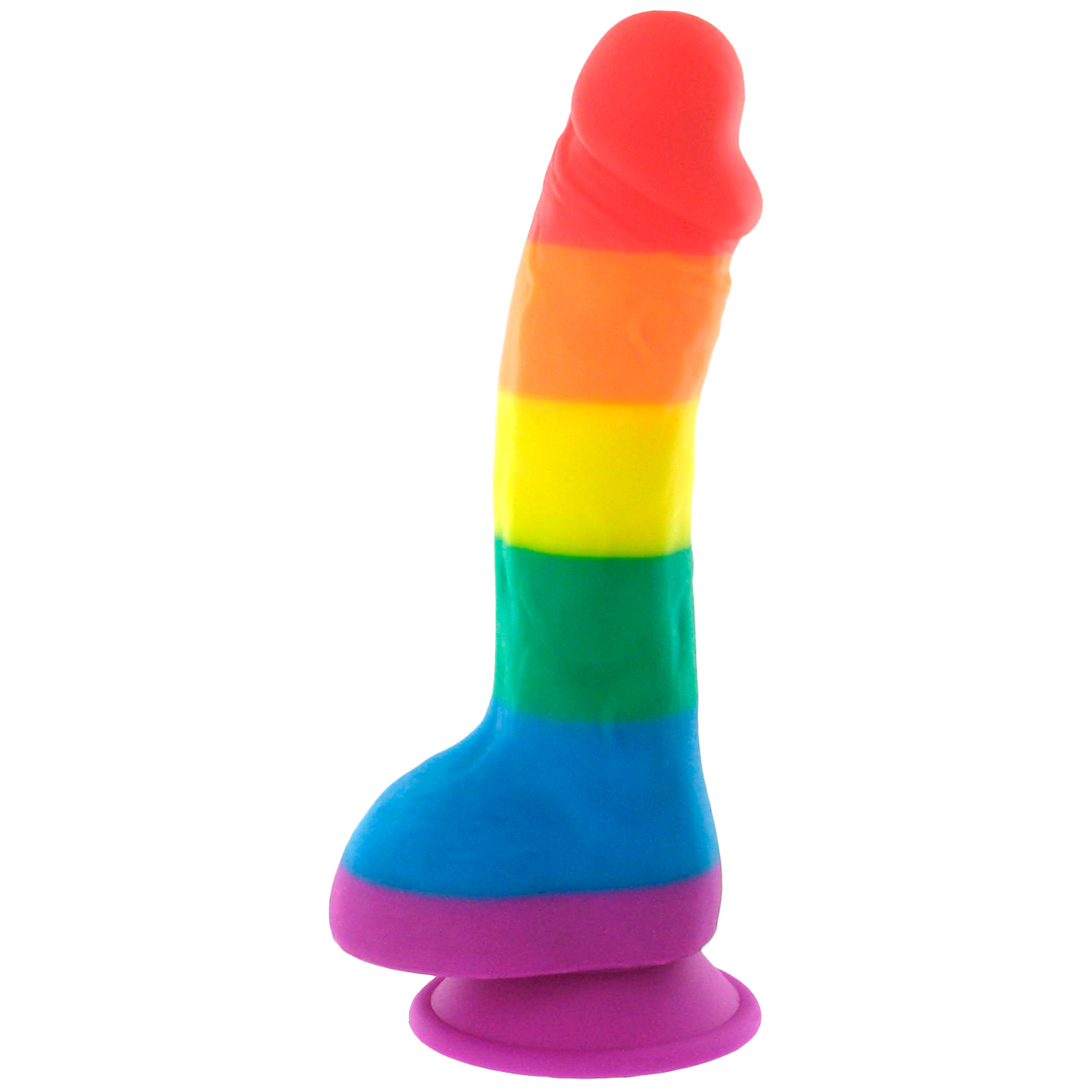 Autoblow Pride Dildo Original Rainbow Gode en Silicone avec Testicules - Couleurs mélangées