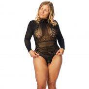 Nortie Gry Combinaison Bodystocking Ouverte Grande Taille