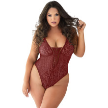 Allure Diva Rayna Teddy à Lacets Léopard Rouge Grande Taille