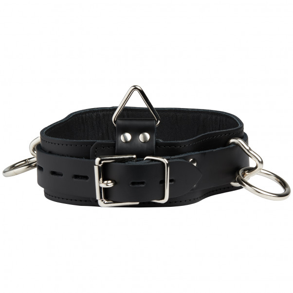 Spartacus Locking Collar Læder Halsbånd med 3 Ringe Product 2