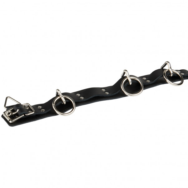 Spartacus Locking Collar Læder Halsbånd med 3 Ringe Product 3